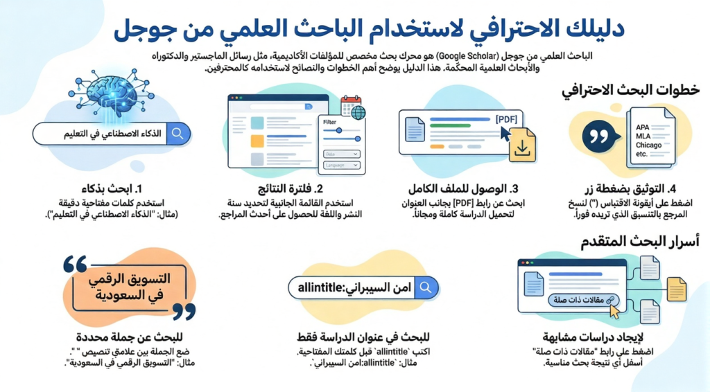 طريقة استخدام الباحث العلمي Google Scholar للبحث عن دراسات